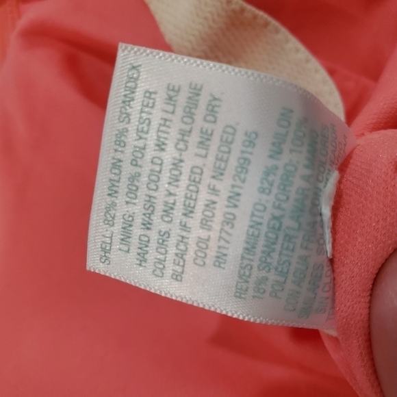 New Kona Sol Peach V-neck One Piece High Back Adjustable Straps Swimsuit Medium - Picture 11 of 11